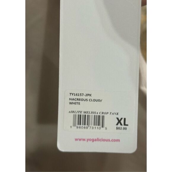 Women’s NWT Yogalicious Tan Airlite Melissa Crop Tank Top Size XL - Picture 5 of 5
